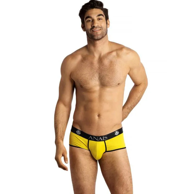 Boxer jaune Tokyo pour homme, coupe sportive, jambes courtes, ajustement parfait, logo Anais visible, matière douce.