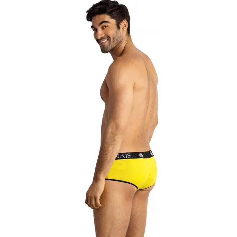 Boxer homme jaune Tokyo, coupe sportive, jambes courtes, ajustement parfait, Anais Apparel, lingerie sexy et confortable.