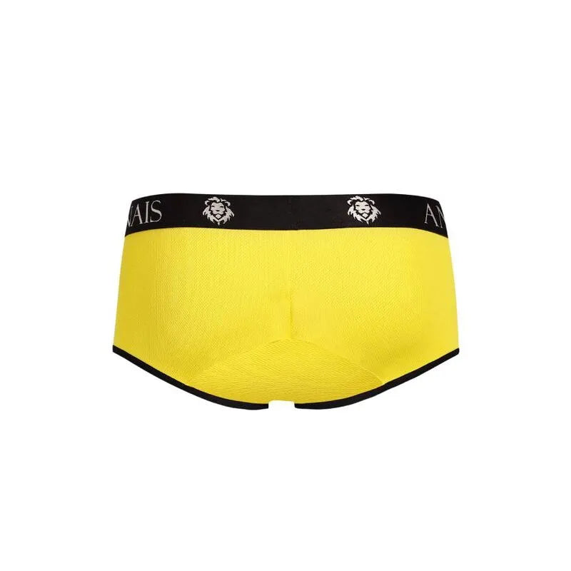 Slip Tokyo Brief jaune en modal doux, coupe sportive, jambes courtes, ajustement parfait, 80% polyamide, 20% élasthanne.