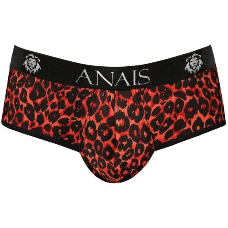 Bikini tribal rouge imprimé animal pour homme, microfibre élasthanne, design sexy et confortable, style audacieux.