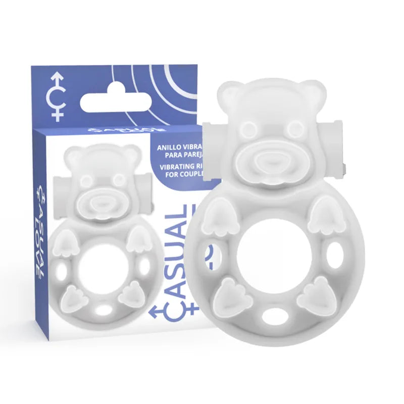 Anneau stimulateur clitoridien transparent retardateur éjaculation TPR flexible pénis stimulation prolongation érections interrupteur intégré pile L754F incluse discret