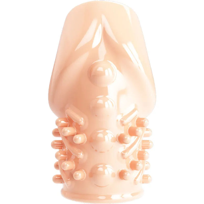 manchon pénien renforçant retard éjaculation caoutchouc thermoplastique extensible couleur chair étanche douceur soyeuse confort prolongation endurance intime transportable compact adaptable