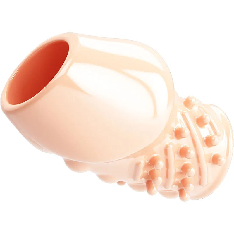 manchon pénien renforçant retard éjaculation caoutchouc thermoplastique extensible couleur chair étanche douceur soyeuse confort prolongation endurance intime transportable compact adaptable