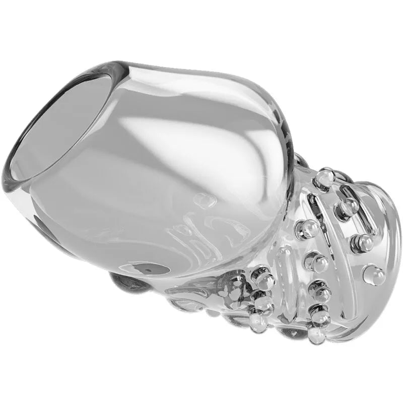 Extension pénis transparente TPR soyeux, étanche, retardateur d'éjaculation, sensation douce, discrète et extensible.