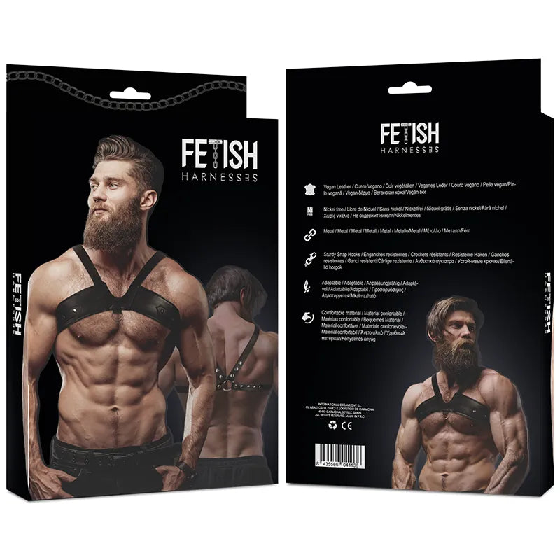 harnais poitrine écocuir homme réglable sexy danse Séville bretelles multiples ajustable taille unique végétalien confortable flexible audacieux tendance soirée silhouette
