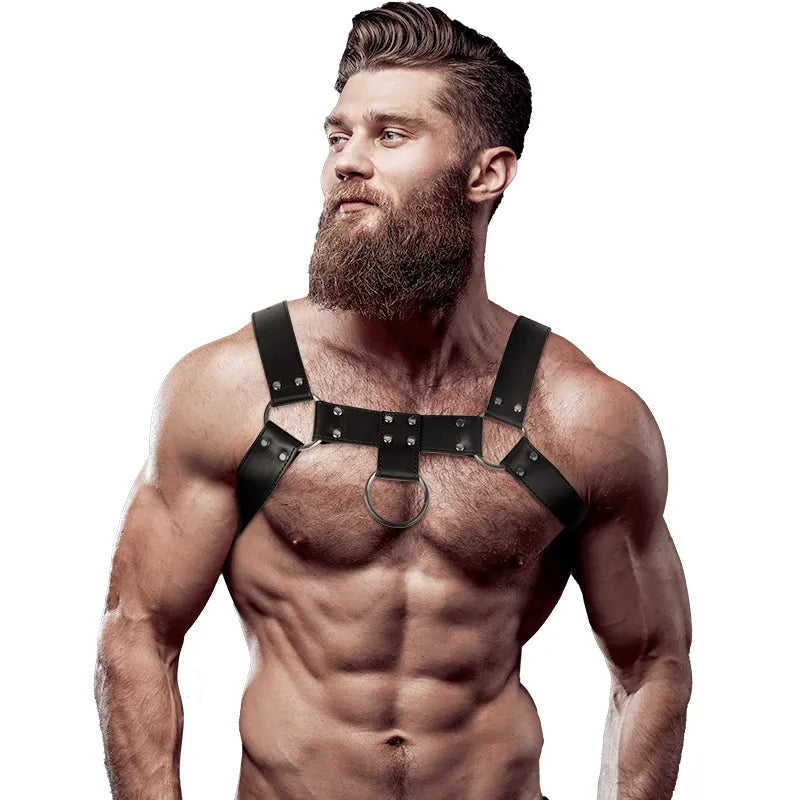 harnais poitrine homme ajustable cuir végétalien séduisant danse séville élégant réglable taille unique durable confortable bretelles multiples finition haute qualité