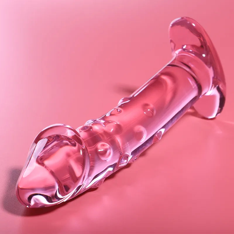 Plug anal en verre borosilicate rose modèle 19 sextoyปลอด・18.5 cm・4 cm・base élargie・design réaliste・sécurité・luxe