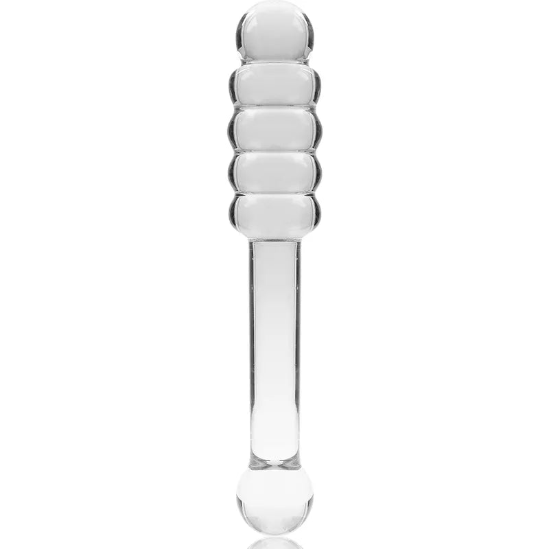 Gode en verre borosilicate clair 20.5 cm, design élégant, texture ondulée, modèle Nebula Series by Ibiza.