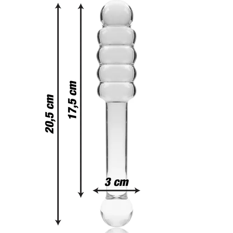Gode en verre borosilicate clair 20.5 cm, design élégant, texture lisse, modèle Nebula Series by Ibiza.