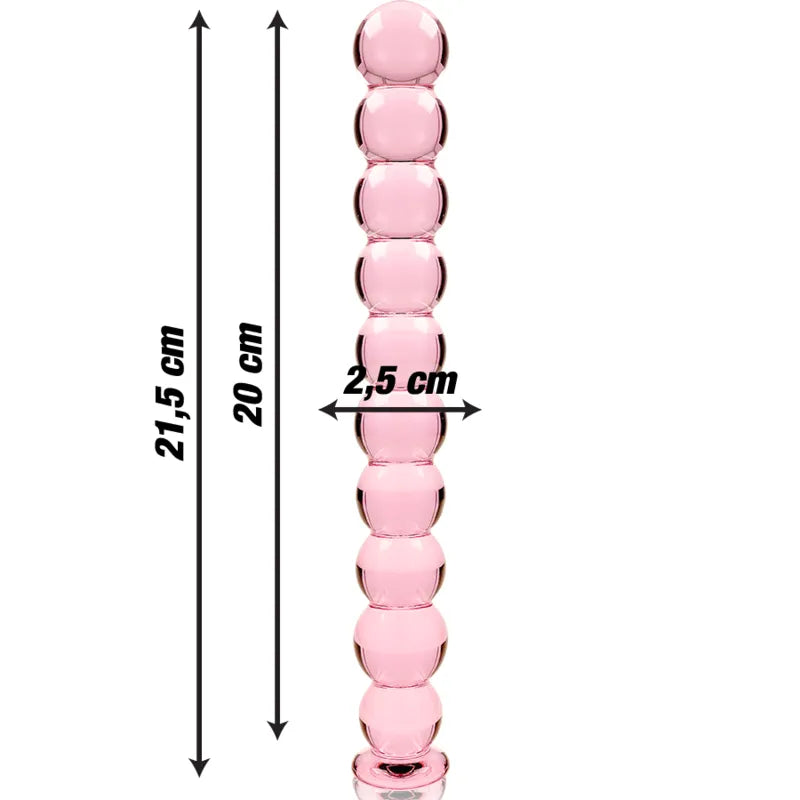 Plug anal verre borosilicate rose design texturé 22 cm sextoy luxe Ibiza Nebula Series