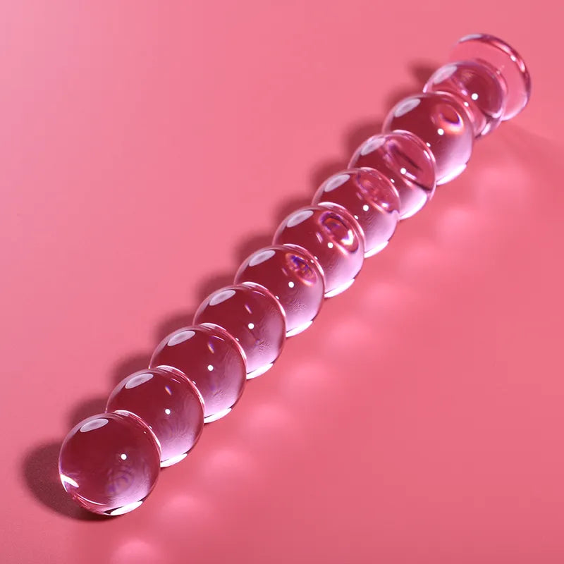 Plug anal verre borosilicate rose design texturé 22 cm sextoy luxe Ibiza Nebula Series