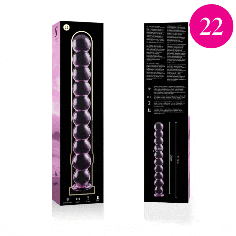 Plug anal verre borosilicate rose design texturé 22 cm sextoy luxe Ibiza Nebula Series