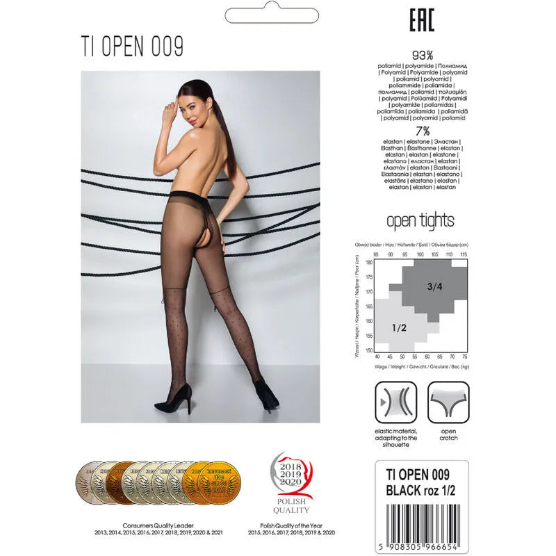 Bas noirs élégants femme, ouverture cuisses, anti-allergie, microfibre, extensibles, confortables, qualité européenne.