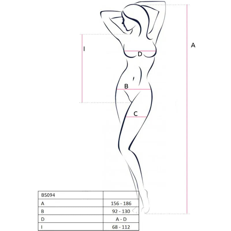 PASSION BS094 Bodystocking Noir Dentelle Sexy Résille Sensuelle Taille Unique