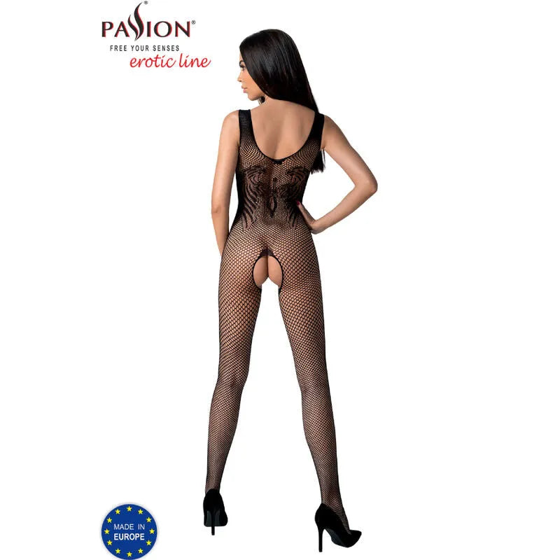 PASSION BS098 Bodystocking Noir Sexy Résille Dentelle Imprimé Haute Qualité
