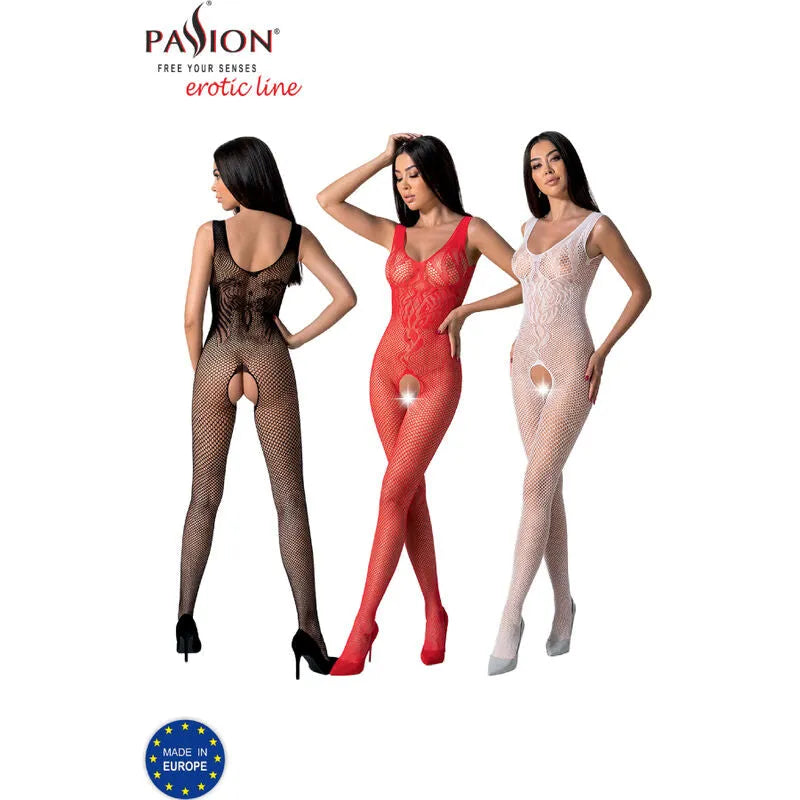 Combinaison résille dentelle sexy noir rouge blanc, ajustable, moulante, PASSION, confort et élégance, taille unique.