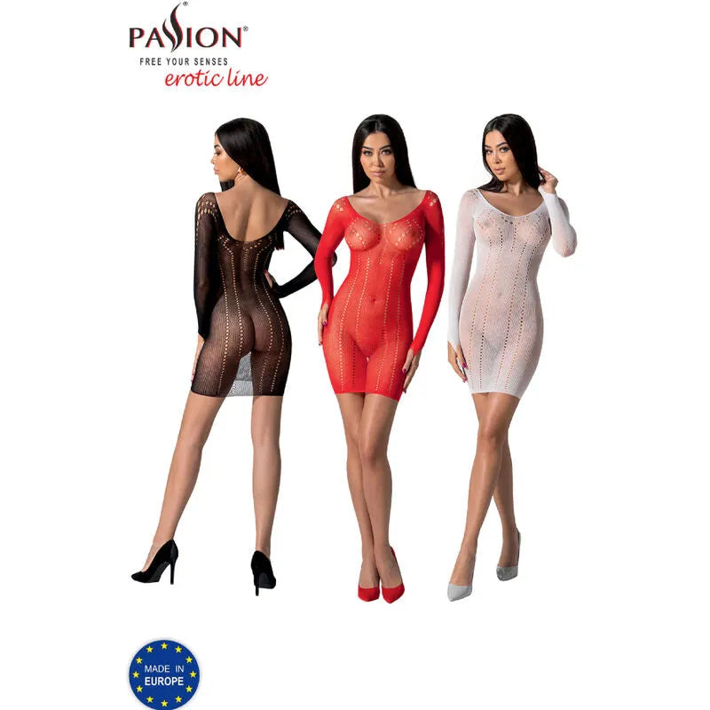PASSION bodystocking résille dentelle sexy taille unique noir rouge blanc