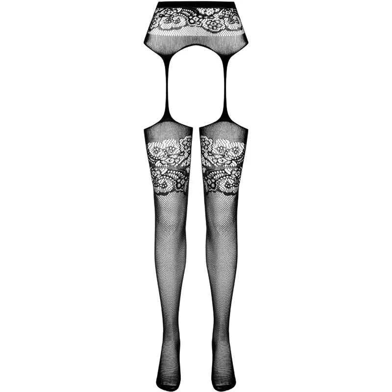 Bas jarretière noirs en dentelle élégante, taille unique, sublimant la silhouette, confort et sensualité garantis.