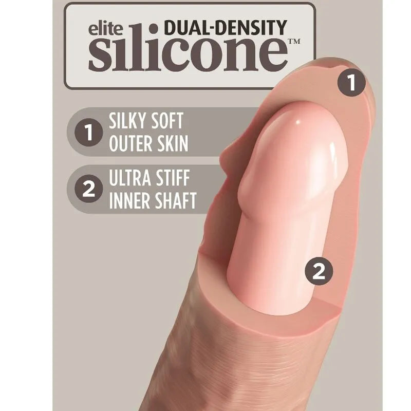 Gode réaliste en silicone double densité, couleur chair, ventouse, texture douce extérieure, rigide intérieure.