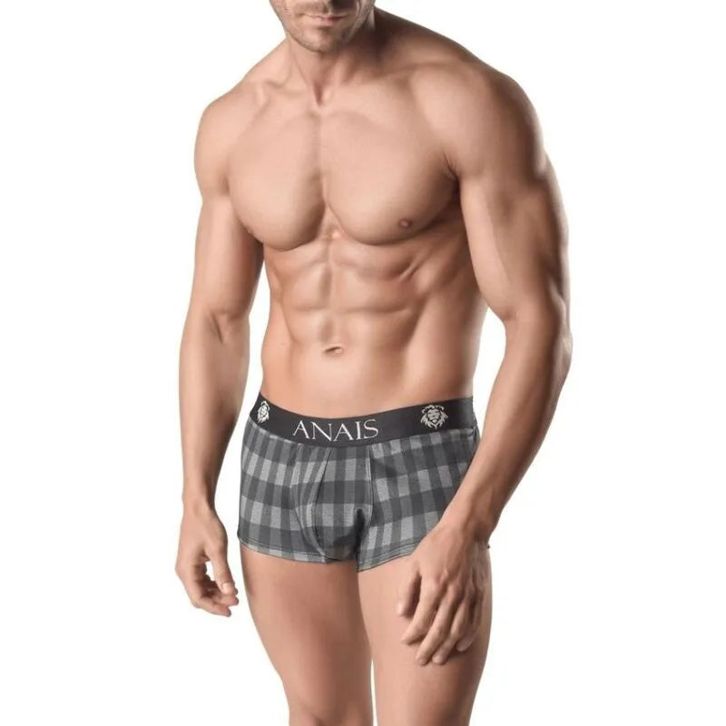 Boxer homme gris à carreaux, ajustement parfait, jambes longues, qualité européenne, confort et style ANAIS MEN.