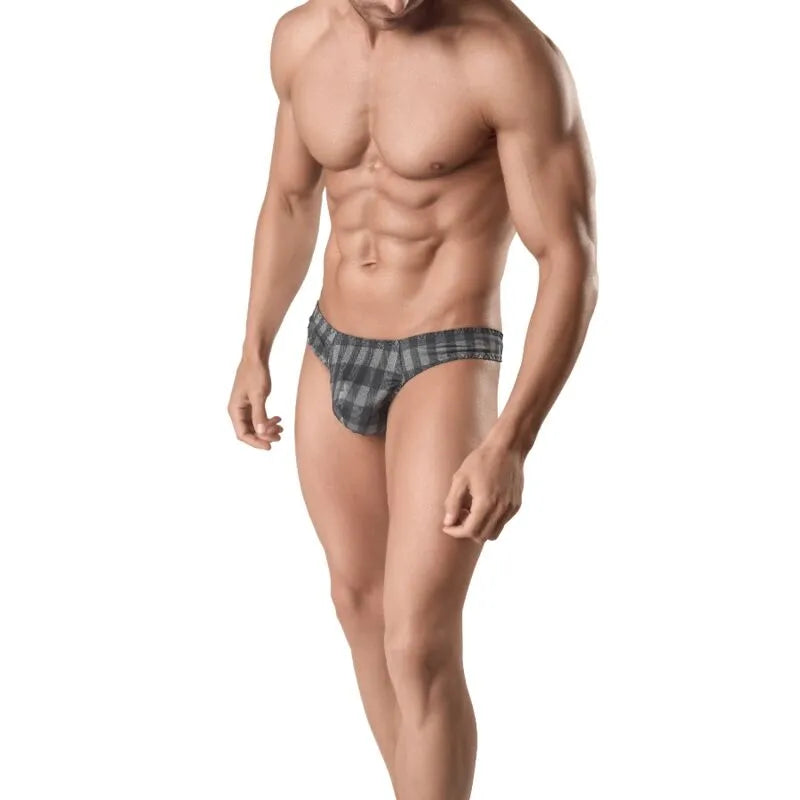 ANAIS AEGIS string homme imprimé carreaux gris confortable séduisant haute qualité fabrication européenne polyamide élasthanne extensible maintien parfait