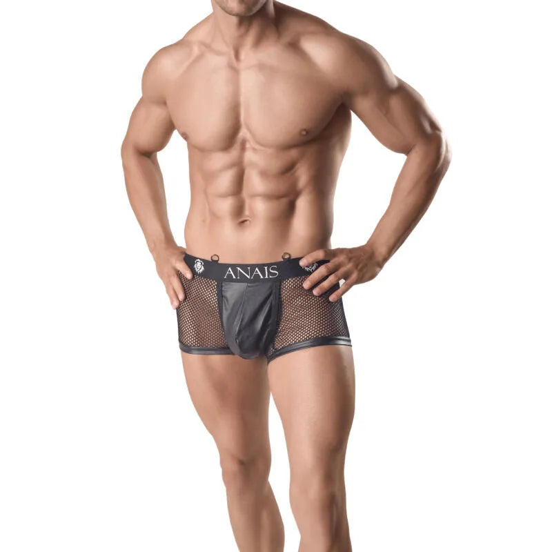 boxer homme sexy maille noir cuir coupe sportive Anais respirant extensible maintien confort européen ajustement silhouette séduisant qualité supérieure