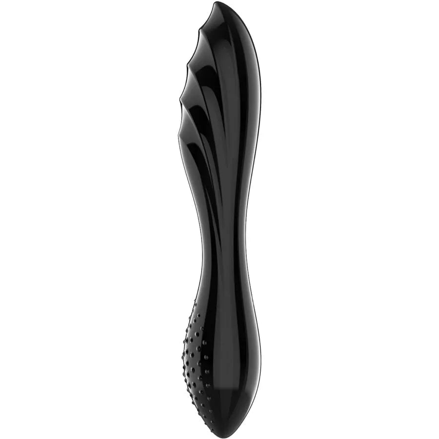 Gode en cristal noir, design élégant et texturé, stimulation intense, luxe et sécurité, idéal pour cadeau.