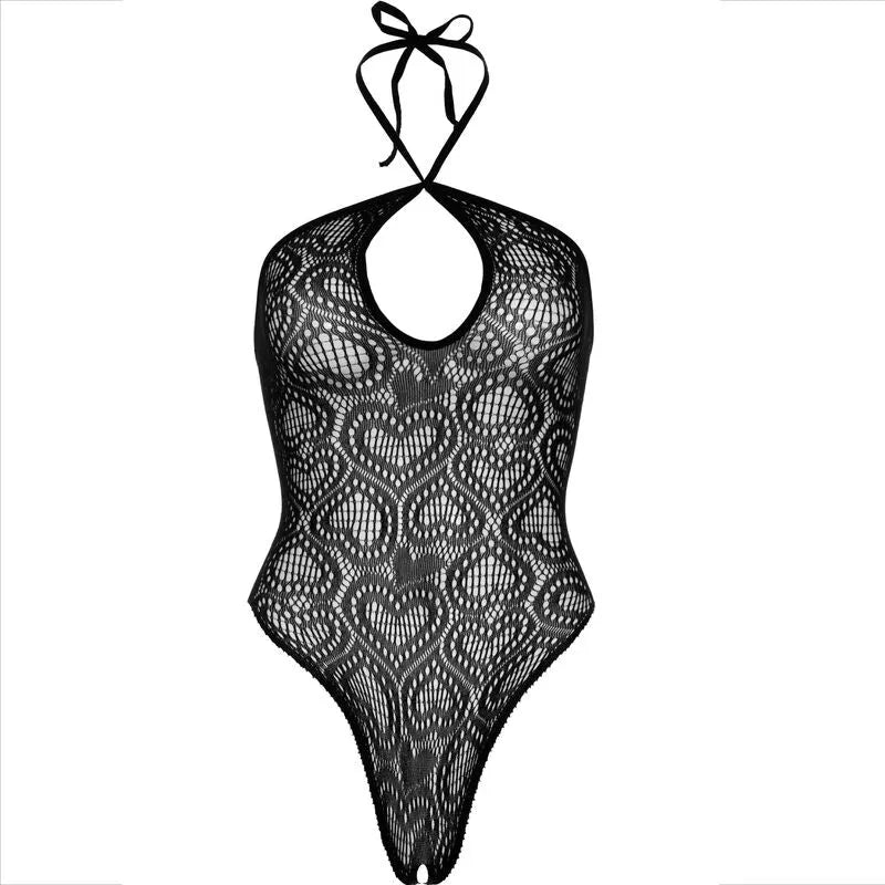 Body dentelle noir dos nu Leg Avenue, design élégant et sensuel, motifs raffinés, silhouette féminine sublimée.