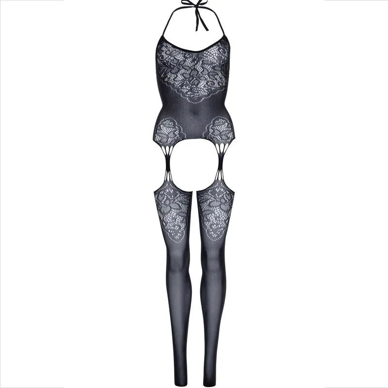 Combinaison lingerie noire dentelle dos nu, sans couture, bretelles transparentes, élégante et sensuelle pour soirée glamour.