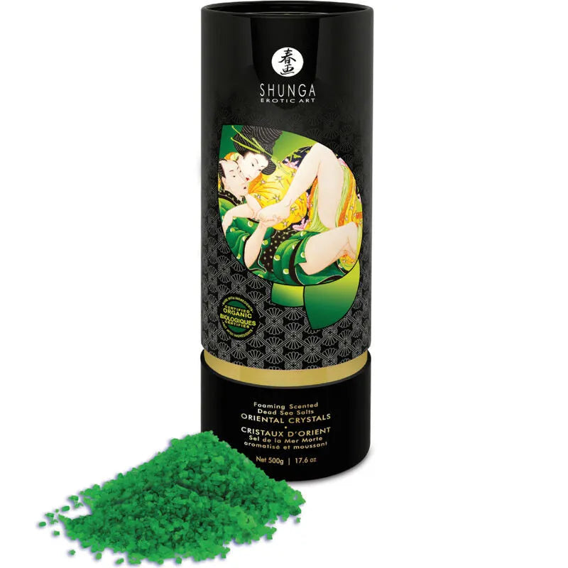 Sels de bain Shunga à la fleur de lotus relaxants érotiques bien-être intime aphrodisiaques moments sensuels détente profonde couple intimité