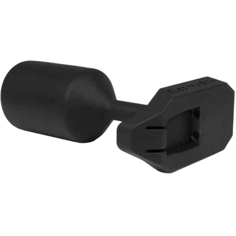 Plug anal noir en silicone conducteur, design ergonomique, compatible électrostimulation, pour plaisir et confort optimal.