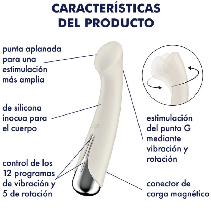 Vibromasseur rotateur Satisfyer Spinning G-Spot 1 stimulation point G silicone hypoallergénique multi-vitesses commandes intégrées design moderne sextoy discret