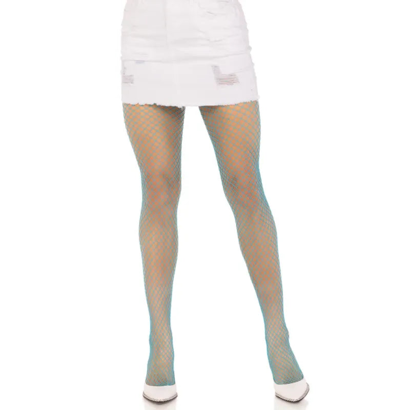 collants résille Lycra bleu fluo élégance audacieux confortable extensible durable ajustable maintien moulant silhouette glamour taille unique soirée festif