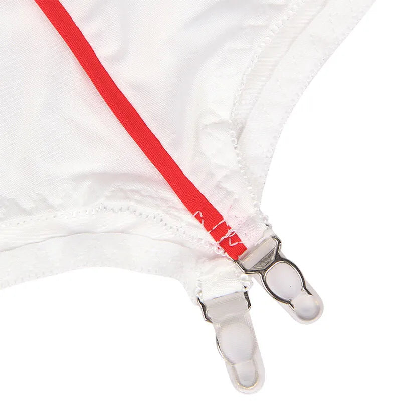 Déguisement infirmière sexy rouge et blanc, tissu polyester élasthanne, détails ajustés, idéal pour soirées costumées.