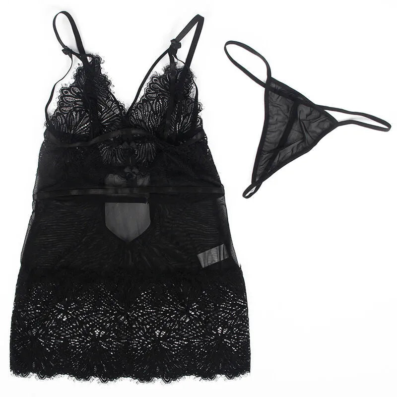 nuisette dentelle noire transparente Subblime sexy bretelles réglables confortable douceur élégante raffinée féminine séduction luxe confection américaine tailles variées morphologies