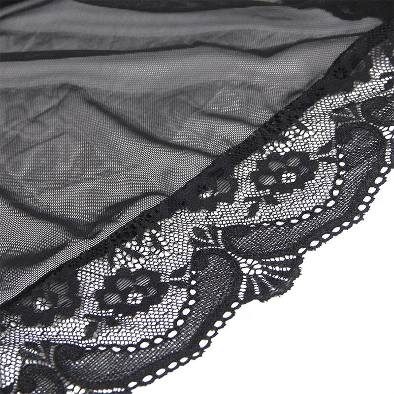 robe tulle transparent dentelle noire lingerie sexy femme confort qualité extensible sensuelle marque Subblime taille S L string inclus