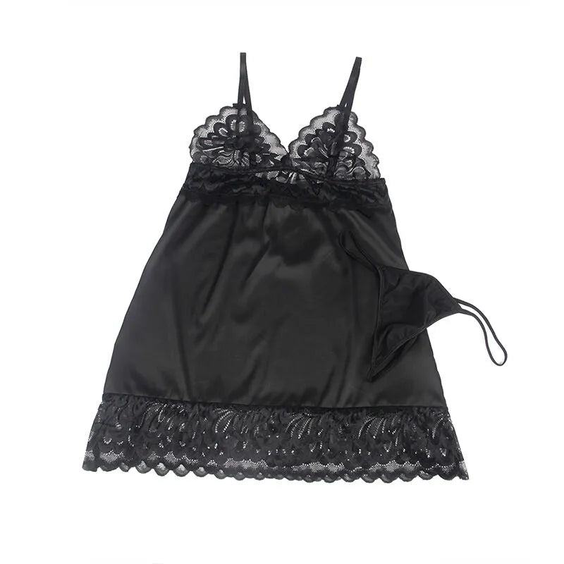 Babydoll en dentelle noire Subblime, design élégant, bretelles fines, détails floraux, confort et séduction assurés.