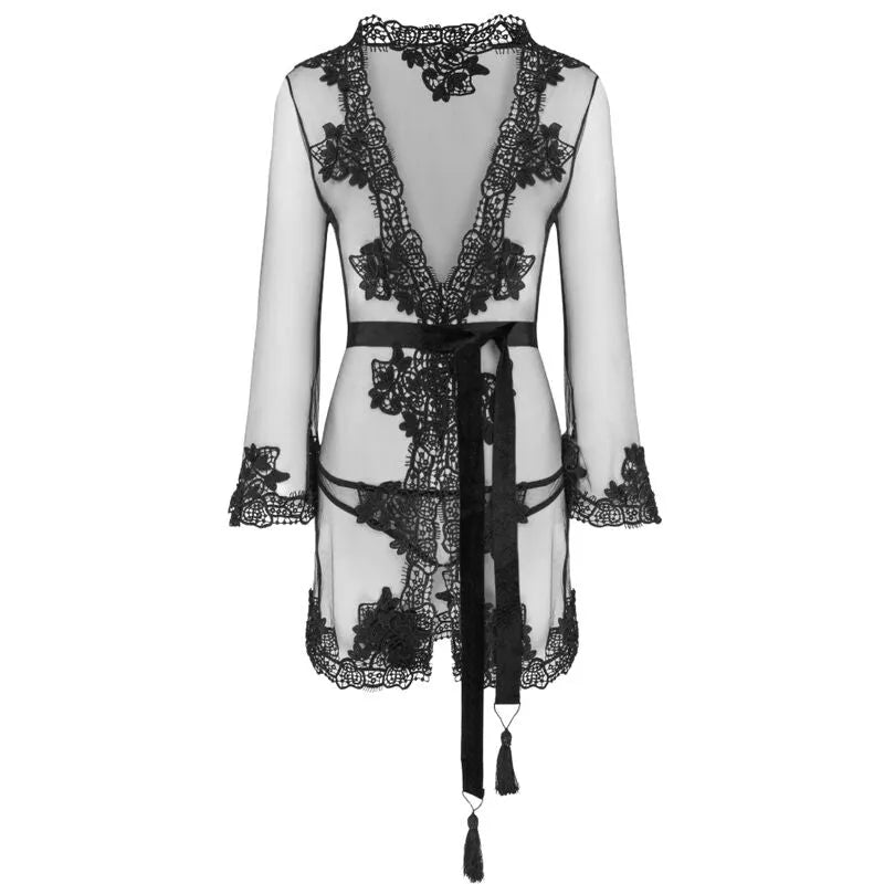 Peignoir sensuel noir Livco Corsetti polyamide élasthanne soirée romantique