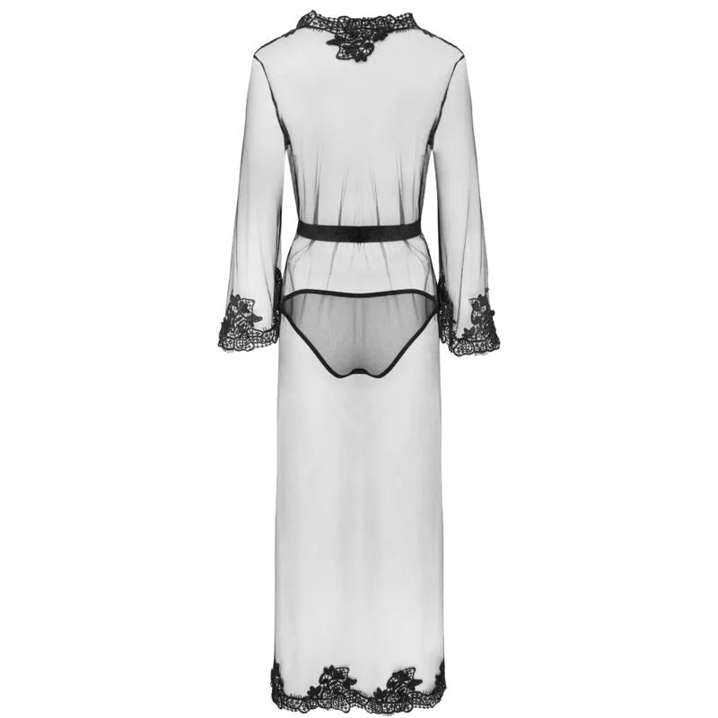 Peignoir femme luxe noir broderie élégante LivCo Corsetti Nokina LC-XG055