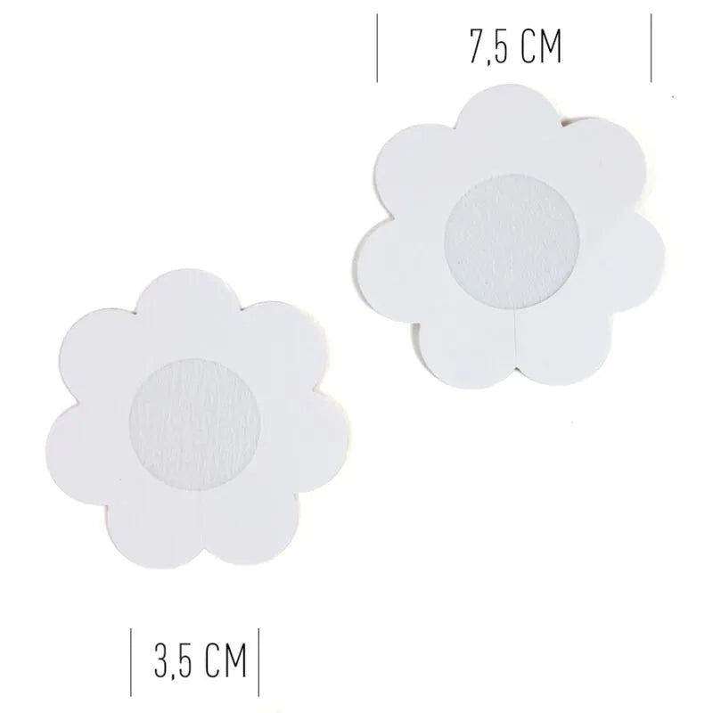 Cache-tétons fleurs holographiques argentés roses, adhésifs, réutilisables, confortables, glamour pour soirées et festivals.
