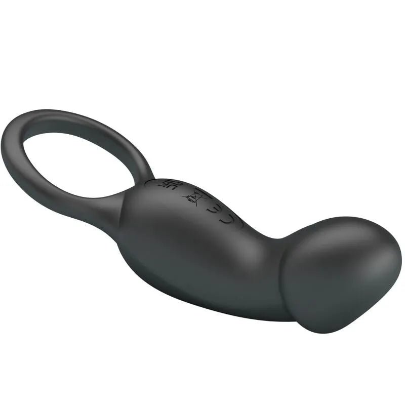 Anneau pénien plug anal vibrant noir en silicone, ergonomique, rechargeable, avec télécommande, pour plaisir intense.