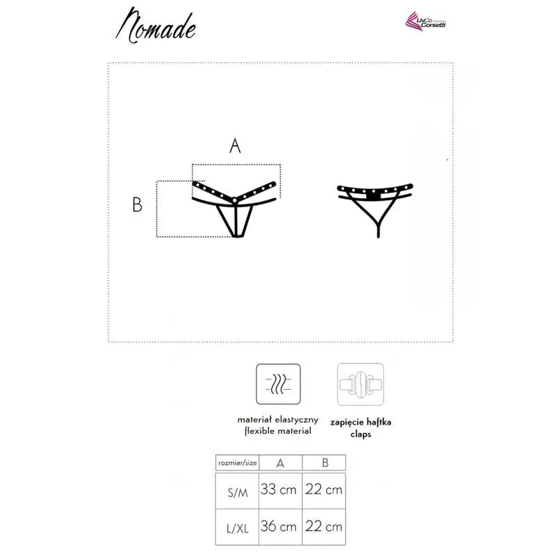 Livco Corsetti string Nomade dentelle noire rubans décoratifs sensuelle élégante raffinée luxueuse légère confortable ajustable taille unique séduction