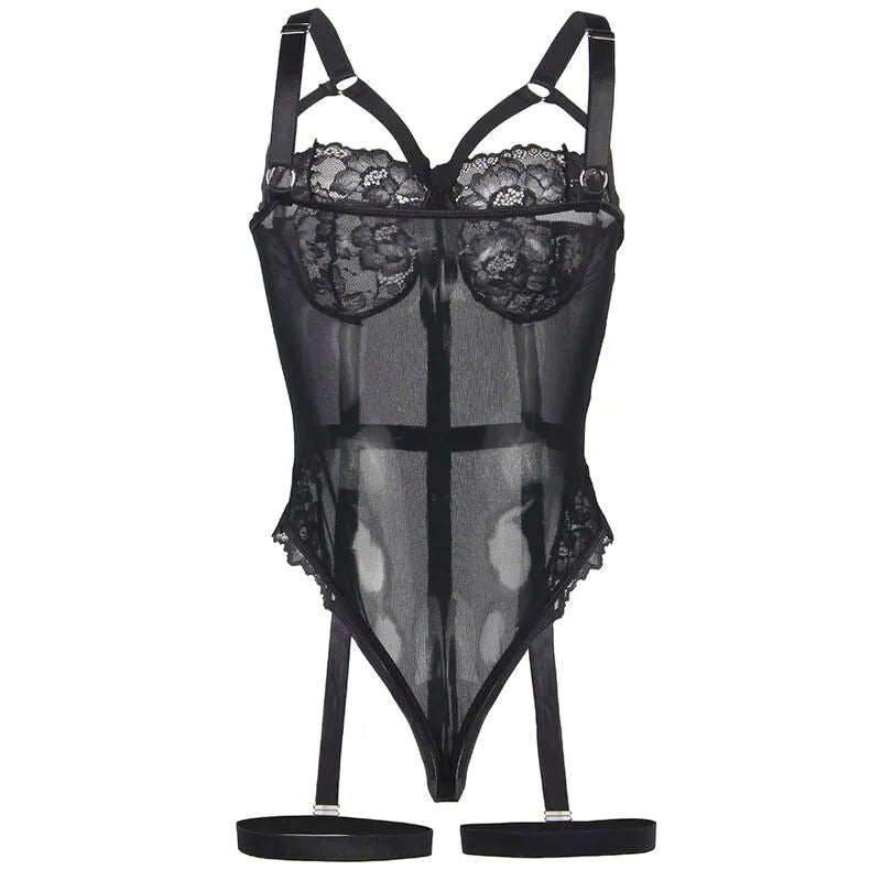Teddy Sexy Slim Lace Garter Noir Subblime Dentelle Sensuelle Ajusté Élégant