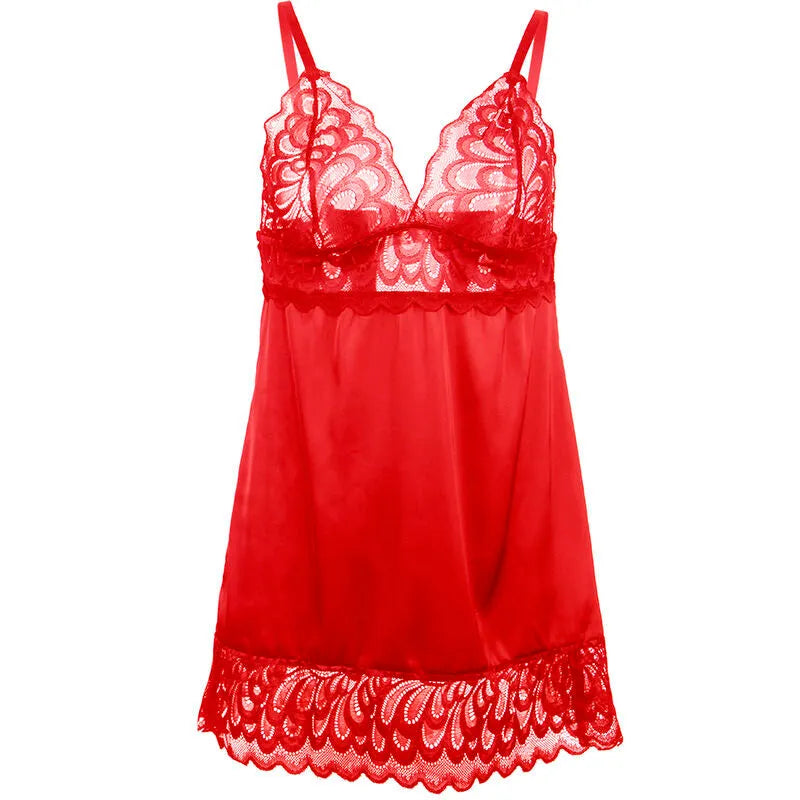 nuisette florale dentelle rouge Subblime élégante sexy confortable ajustable délicate décolleté plongeant coupe flatteuse extensible douce polyester élasthanne
