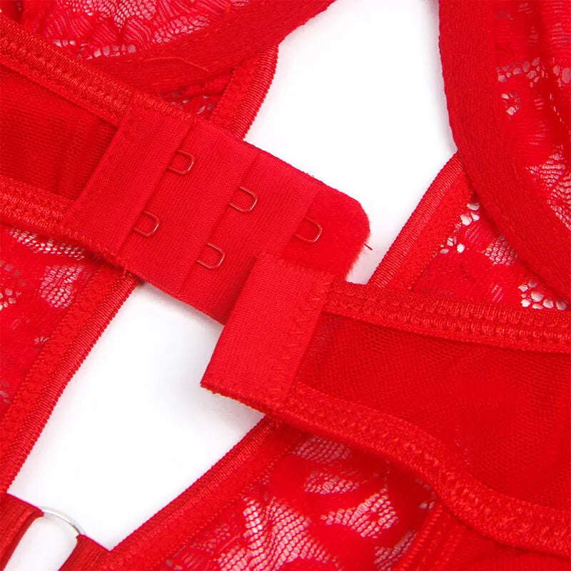 Teddy Sexy Slim Lace Garter Rouge Dentelle Élégante Jarretière Subblime