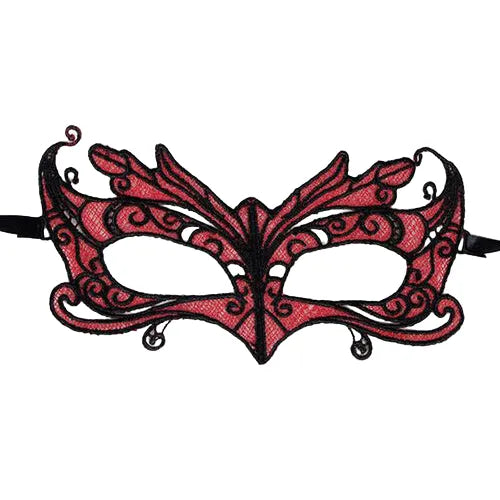 masque dentelle rouge séduction sensualité glamour mystérieux féminin taille unique extensible confortable doux polyester élasthanne sachet cadeau soirée romantique