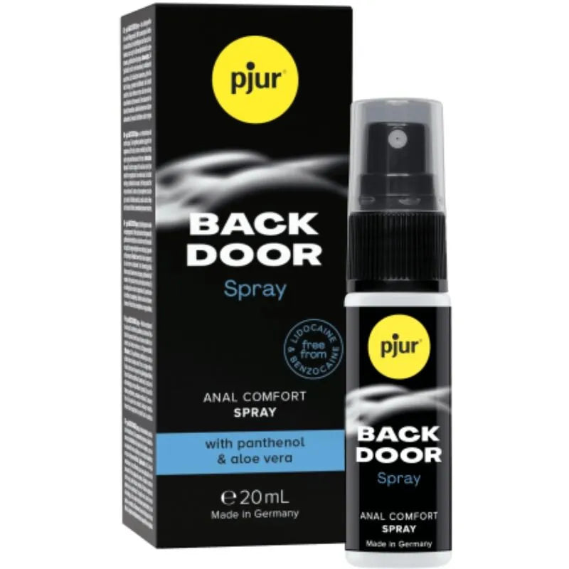 Spray lubrifiant anal silicone noir et blanc, 20ml, avec jojoba, panthénol, aloe vera, pour confort et élasticité.