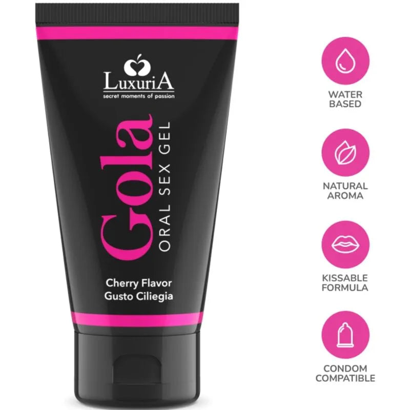 Intimateline Luxuria gel sexuel oral saveur cerise 50ml lubrifiant aphrodisiaque sécuritaire sans parabènes base aqueuse compatible préservatifs