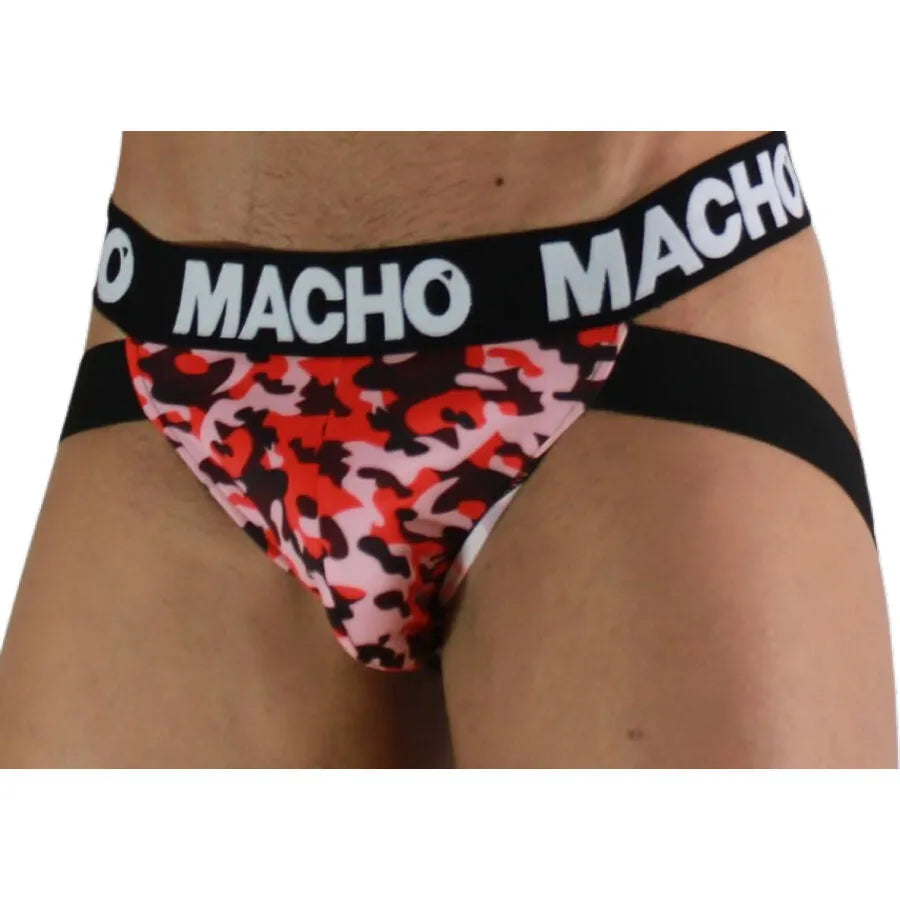 suspensoir masculin anatomique lycra élasthanne soutien confort militaire rouge sangles maintien doubles respirant durable extensible sport fitness quotidien liberté mouvement