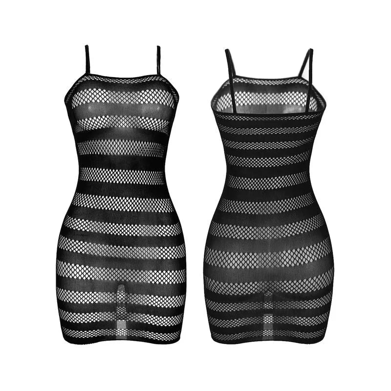 Combinaison résille noire rayée, moulante, élégante et sexy, idéale pour soirées romantiques, taille unique Subblime.